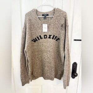 NWT Forever 21 Men's Tan/Brown Oversized Wildlife sweater size large